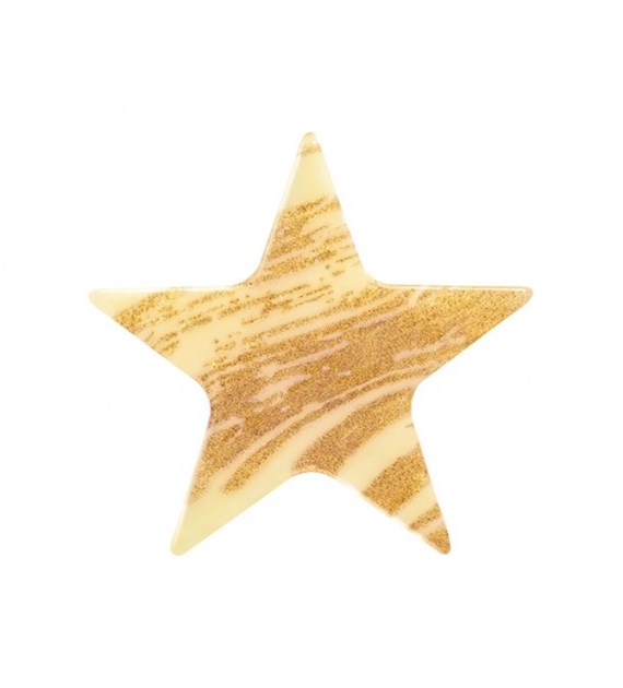 Choc. Decor. Star white - gold 37 mm (288 pc)