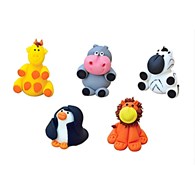 Cake sugar figurines for birthday cake - Africa, giraffe, zebra, penguin, hippopotamus, lion H 5.5 cm width 4 cm pack of 15 pcs. 017/m