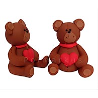 Cake sugar figurine for a birthday, teddy bear with heart, H 8 cm, width 4.5 cm, pack of 6, 1708