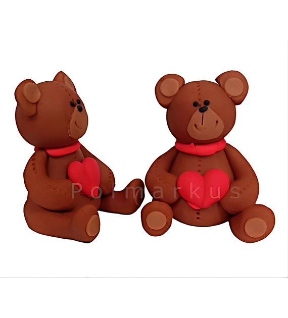 Cake sugar figurine Teddy Bear with heart H 8 cm width 4.5 cm (6 pc) 1708