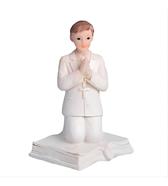 Figurine for Communion Cake Boy Kneeling on Book H 11.5 cm 27171C