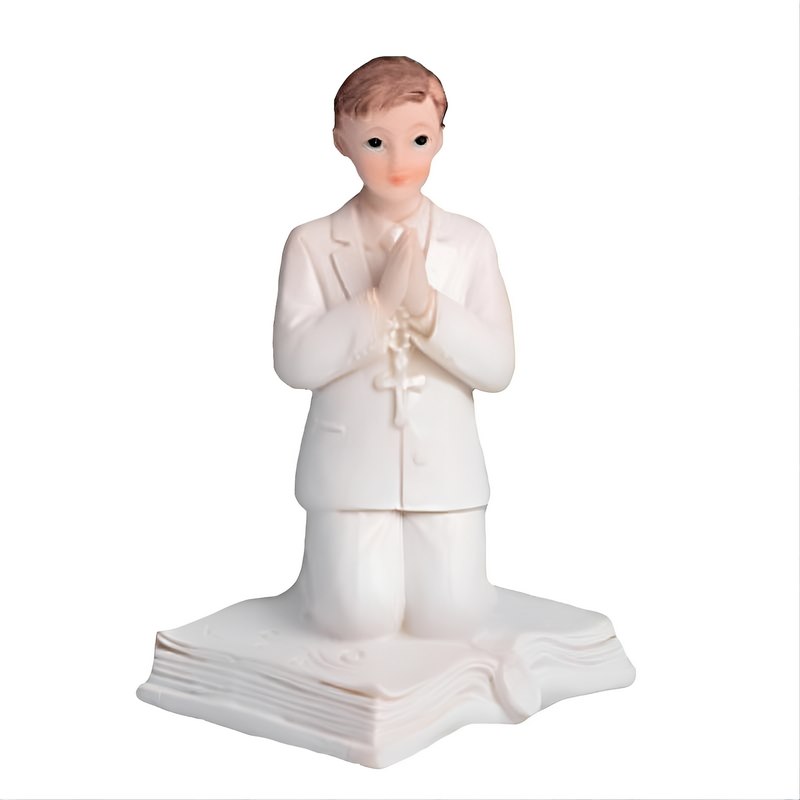 Figurine for Communion Cake Boy Kneeling on Book H 11.5 cm 27171C