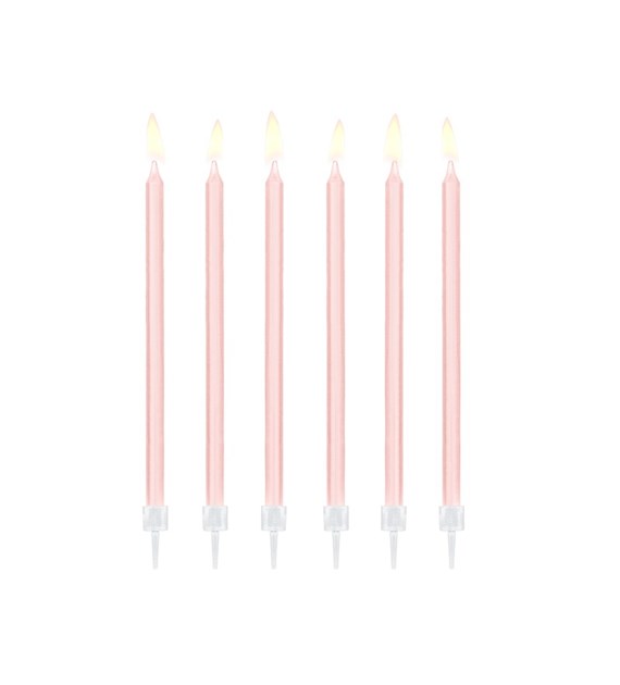 Plain birthday candles, light pink, 14cm (12 pc)