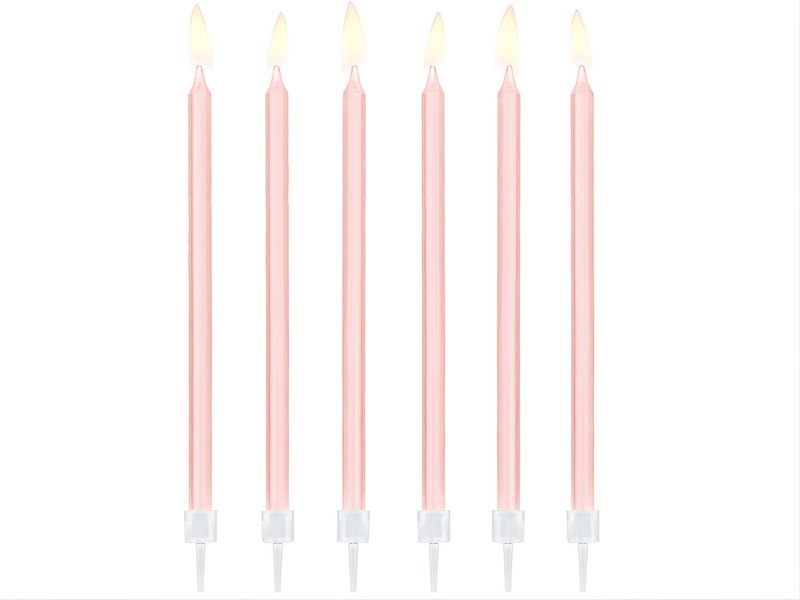 Birthday Candles Plain Light Pink 14cm (12 pc)