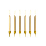 Birthday candles, plain, gold, 6cm (6 pc)