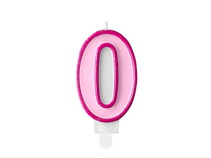 Birthday candle Number 0, pink,7cm (1 pc)