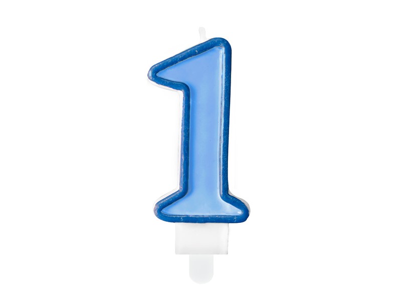 Birthday candle Number 1, blue,7cm (1 pc)