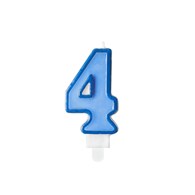 Birthday candle Number 4, blue,7cm (1 pc)