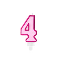 Birthday candle Number 4, pink,7cm (1 pc)