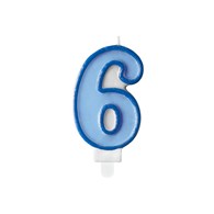 Birthday candle Number 6, blue,7cm (1 pc)