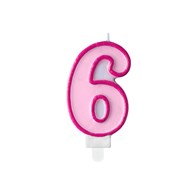 Birthday candle Number 6, pink,7cm (1 pc)
