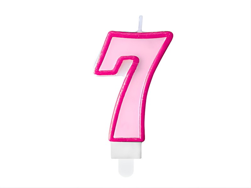 Birthday Number Candle  7  Pink 7cm