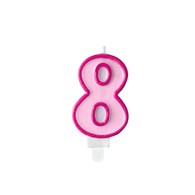 Birthday candle Number 8, pink,7cm (1 pc)