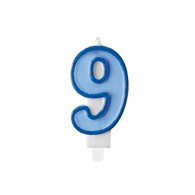 Birthday candle Number 9, blue,7cm (1 pc)