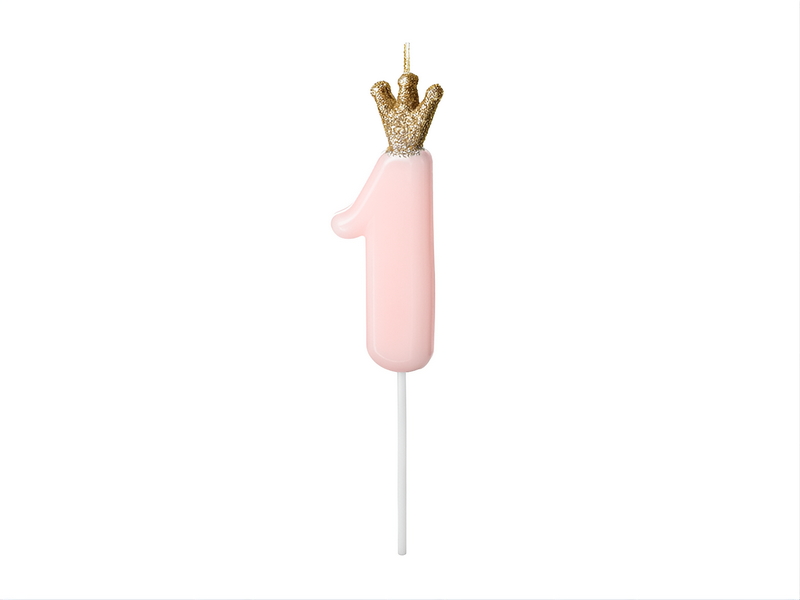 Birthday Number Candle  1  Light Pink 9.5cm