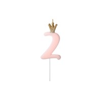 Birthday candle Number 2, light pink,9.5cm (1 pc)