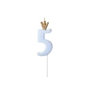 Birthday candle Number 5, light blue,9.5cm (1 pc)