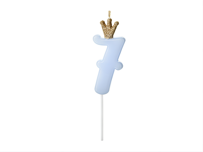 Birthday candle Number 7, light blue,9.5cm (1 pc)