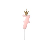Birthday candle Number 7, light pink,9.5cm (1 pc)