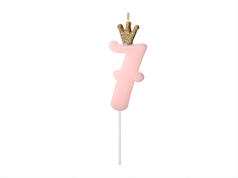 Birthday candle Number 7, light pink,9.5cm (1 pc)