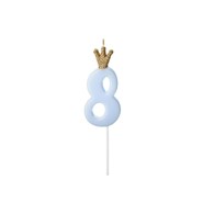 Birthday candle Number 8, light blue,9.5cm (1 pc)