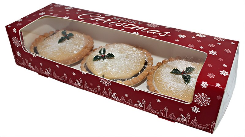 Premium Xmas Mince Pie Window Box with inserts (235×80×50 mm) – 250 pc