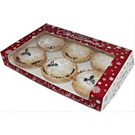 Premium Xmas Deep Mince Pie Window Box 248 x 166 x 38 mm (9x6.5x1 ) – 200 pc