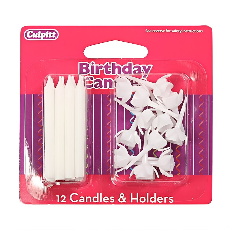 Candle & Holders Blister White