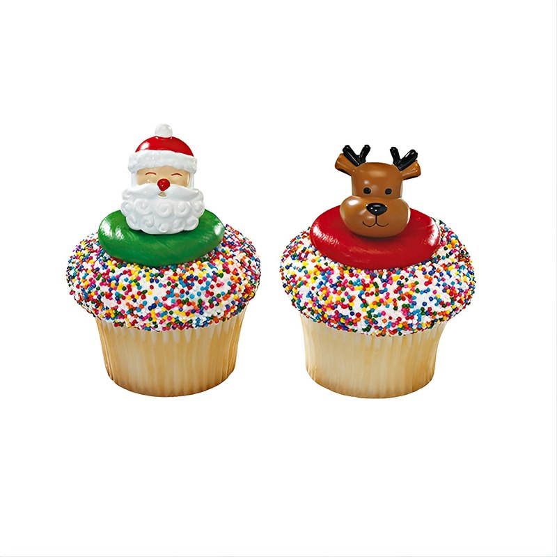 Ring Jolly Santa & Rudolph 45 mm 72 pc