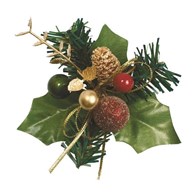 Decs-Holly Bauble-Red & Gold-70mm