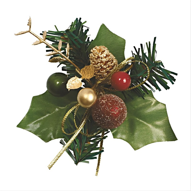 Decs-Holly Bauble-Red & Gold-70mm