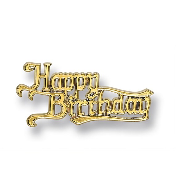 Motto  Happy Birthday  White & Gold 76mm (50 pc)