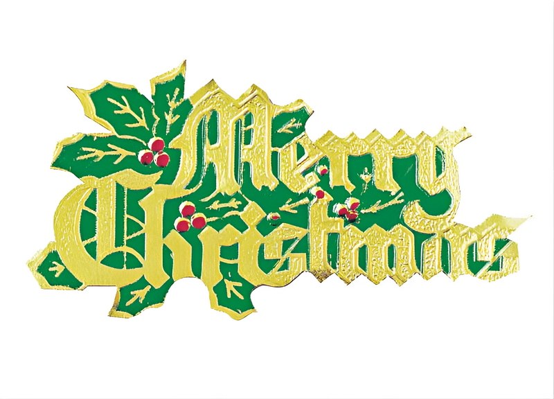 Motto-Merry Christmas & Holly-Paper-70mm