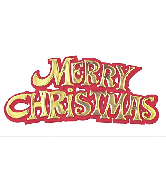 Motto  Merry Christmas  Gold/Red 76mm (100 pc)