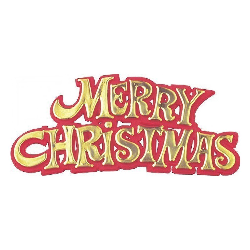 Plastic Happy Christmas Red/Gold Coloured Motto 100 pc